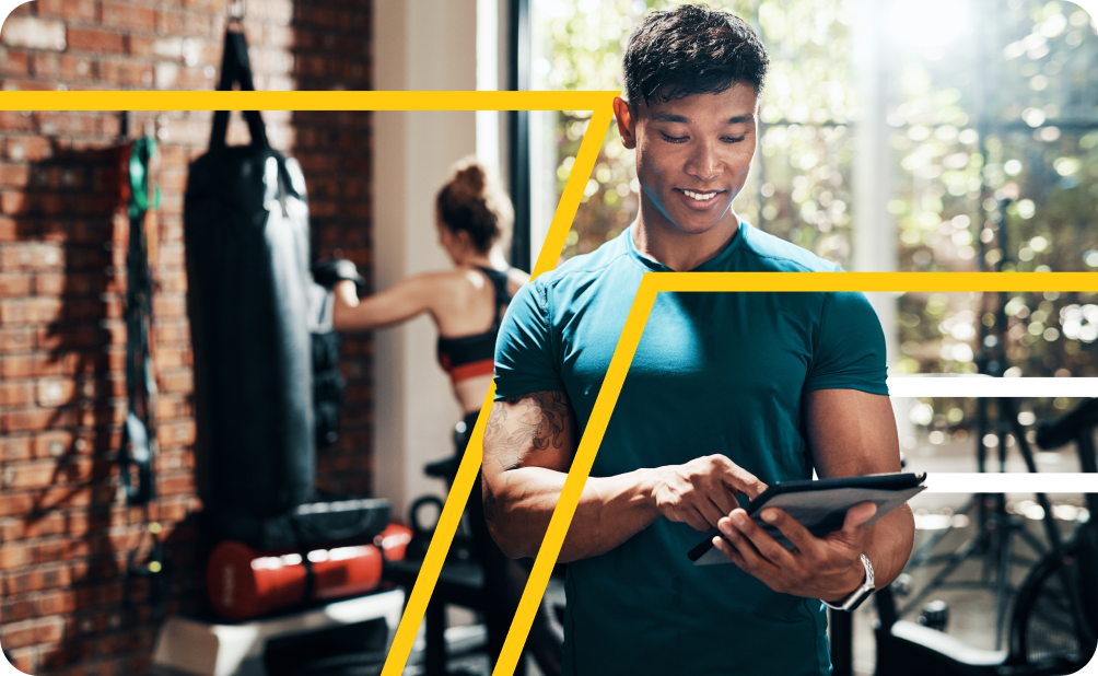 personal trainer studio boxing ipad tablet